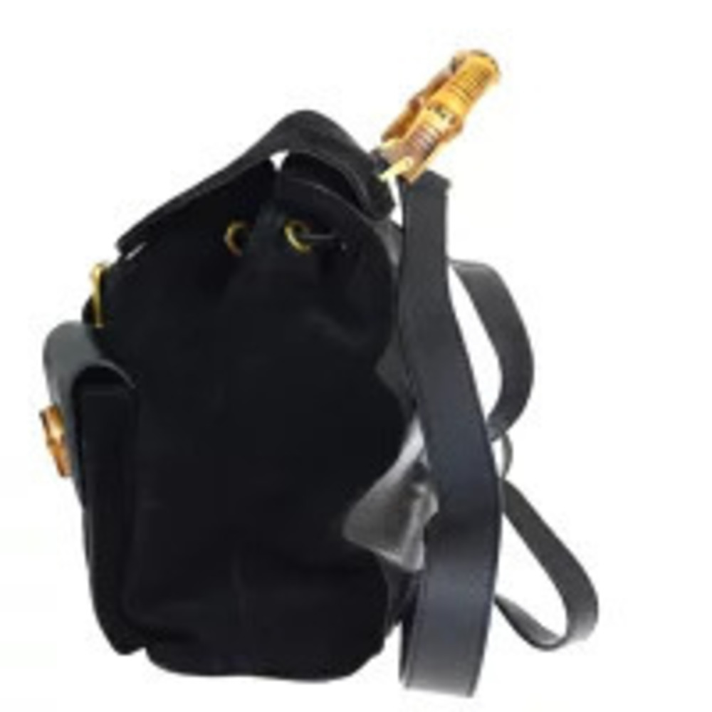 Gucci Backpack Bamboo Leather Suede Bag Black